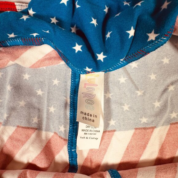 LuLaRoe American Flag Stars Stripes Americana Striped Leggings Tall Curvy TC NEW - Picture 3 of 6